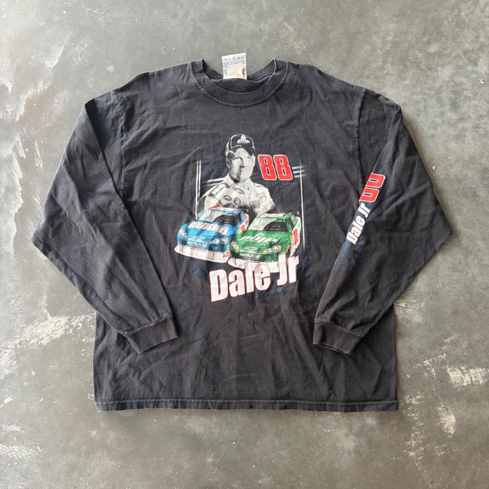 Dale Jr 88 NASCAR Winners Circle Black Long Sleeve Graphic T-Shirt Mens 2XL
